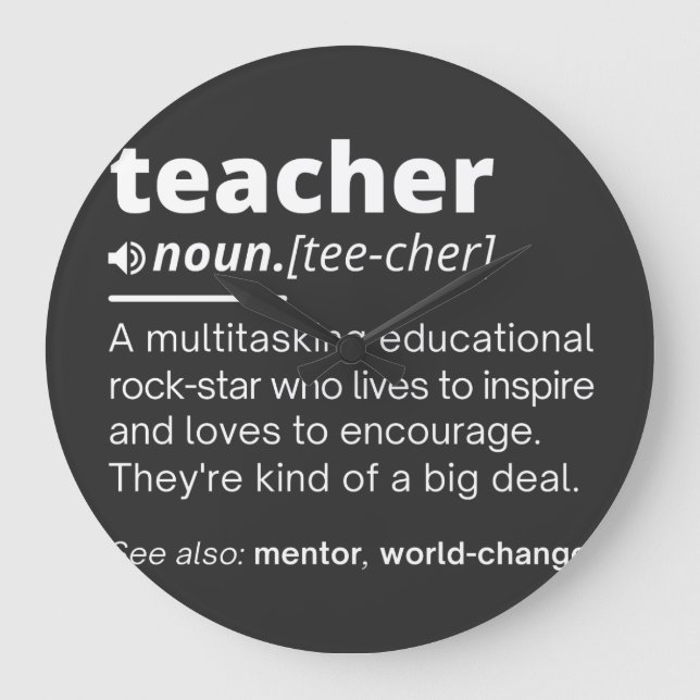 Relógio Grande Teacher Definition - Funny Teaching School Teacher (Frente)