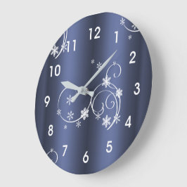 Relógio Grande Teal Metálico, Brancos, Natal