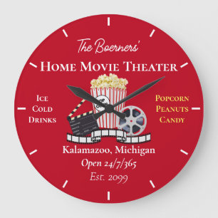 Relógio Grande Teatro de Cinema em Casa Pipoca Clapperboard Filme