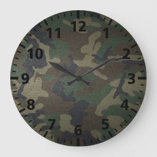 Relógio Grande Tecido de Camo da floresta