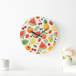 Relógio Grande Tecido de Padrão de Frutas de Verão | Melancia Tro