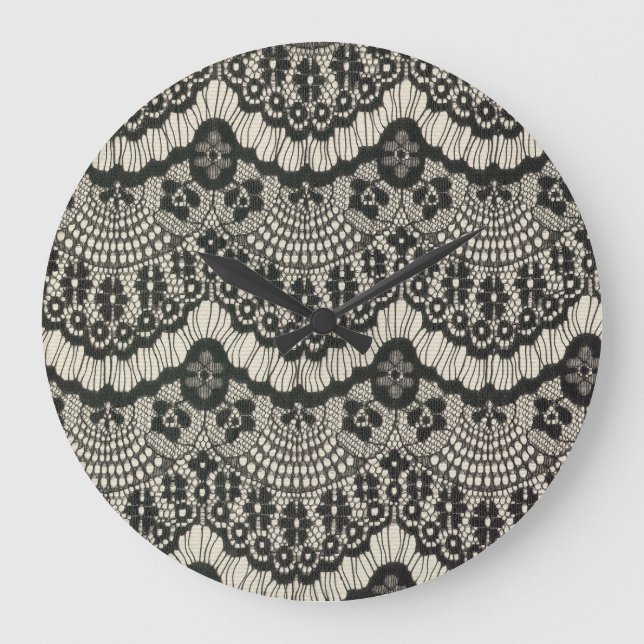 Relógio Grande Tecido Lace Ornament em Branco. (Frente)