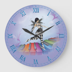 Relógio Grande Teclado Musical Faerie Vignette Wall Clock
