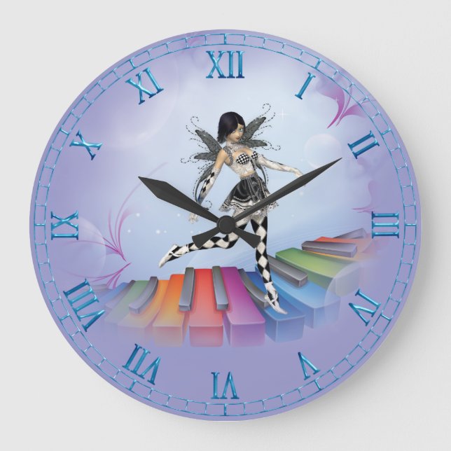 Relógio Grande Teclado Musical Faerie Vignette Wall Clock (Frente)