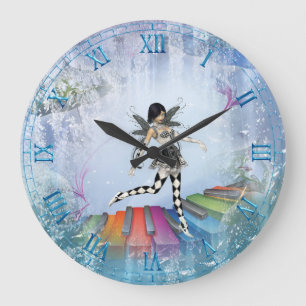 Relógio Grande Teclado Musical Faerie Vignette Wall Clock