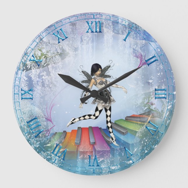 Relógio Grande Teclado Musical Faerie Vignette Wall Clock (Frente)