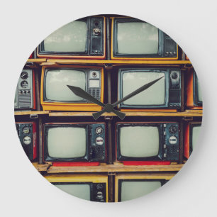 Relógio Grande Tela Antiga do Vazio de Televisão Retro