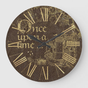 Relógio Grande Tema de Conto de Fadas Vintage Castelo Dourado em 