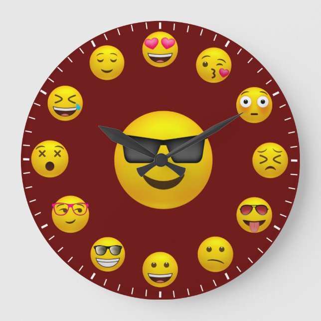 Relógio Grande Tema de Emoji Emoticon Único (Frente)