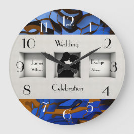 Relógio Grande Tema Real Azul Abstrato Moderno Contemporâneo