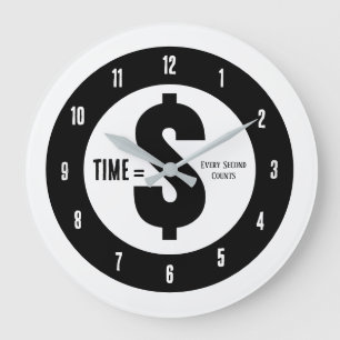 Relógio Grande Tempo = $ Cada Segundo Conta Preto e Branco