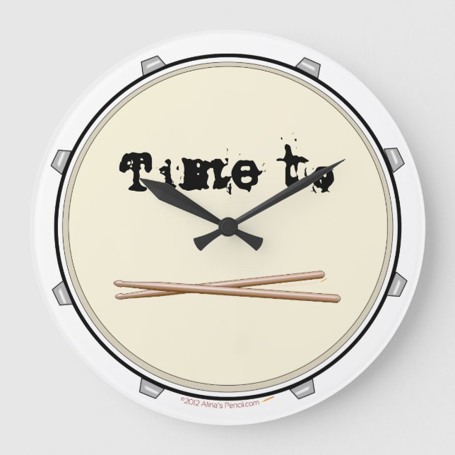Relógio Grande Tempo para Drum Snare Drum Wall Clock para Drummer (Frente)