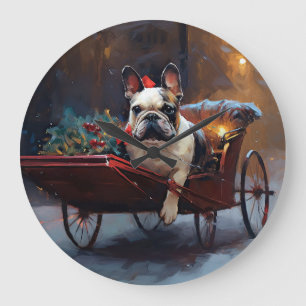 Relógio Grande Temporada Festiva de Natal do Bulldog Francês