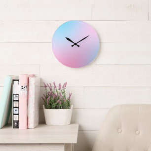 Relógio Grande Tendência Contemporânea Azul Rosa-Rosa