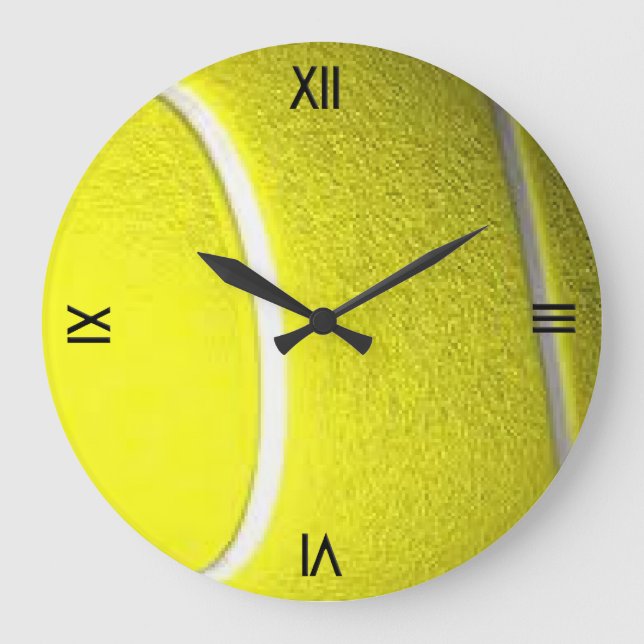 Relógio Grande Tênis Ball Sport Wall Clock com Numerais Romanos (Frente)