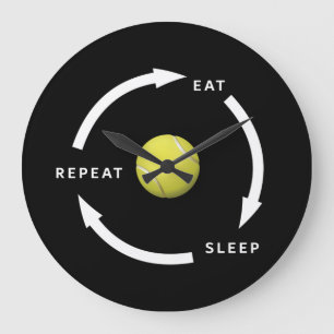 Relógio Grande Tenis Comer Dormir Repetir Dito de Fã de Esportes