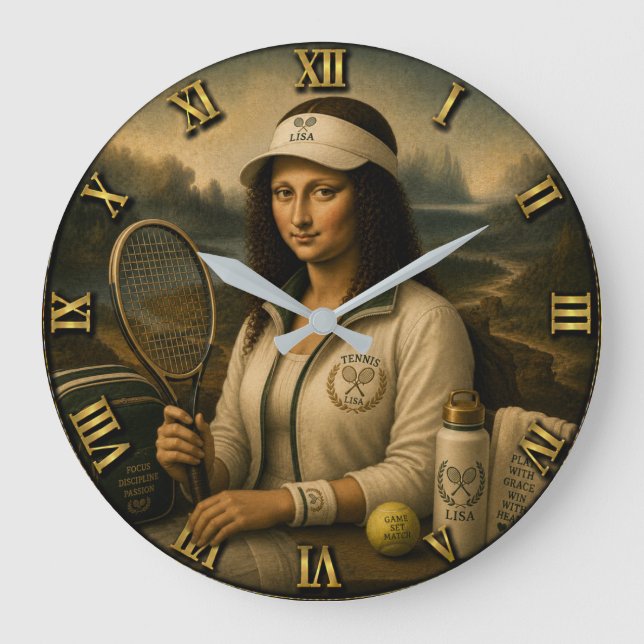 Relógio Grande Tennis Funny Mona Lisa (Frente)