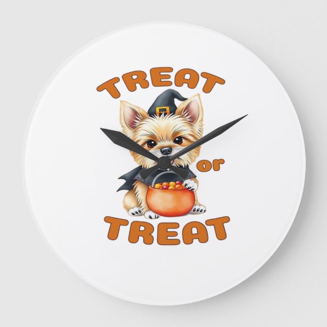 Relógio Grande Terninho de Halloween para Yorkshire Terrier �Doce (Frente)