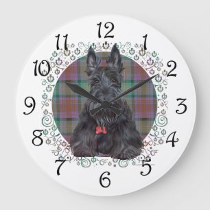 Relógio Grande Terrier escocês no Tartan