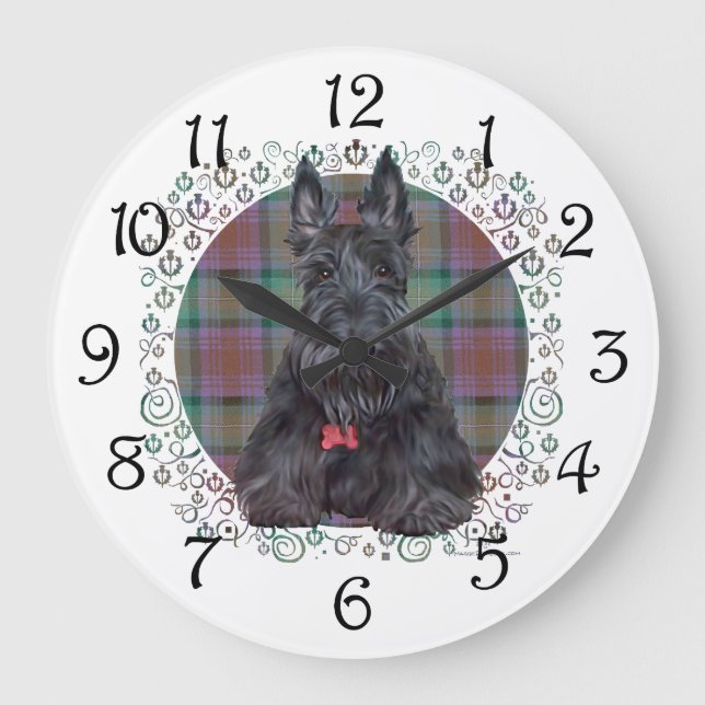 Relógio Grande Terrier escocês no Tartan (Frente)