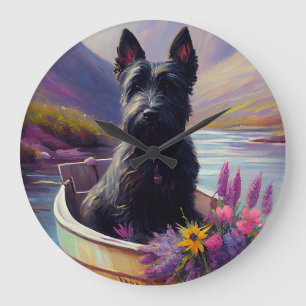 Relógio Grande Terrier Escocês num Remo: Uma Aventura Cénica