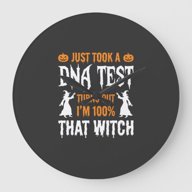 Relógio Grande Teste de DNA de Bruxa Engraçado de Halloween Gráfi (Frente)