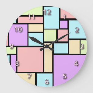 Relógio Grande Teste padrão colorido Pastel do cubism