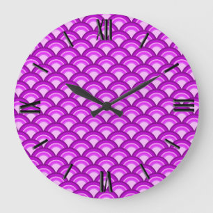 Relógio Grande Teste padrão de onda do art deco - violeta e