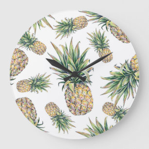 Relógio Grande Teste padrão do abacaxi da aguarela