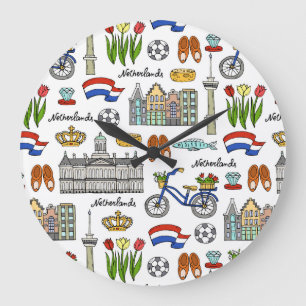Relógio Grande Teste padrão do Doodle de Netherland