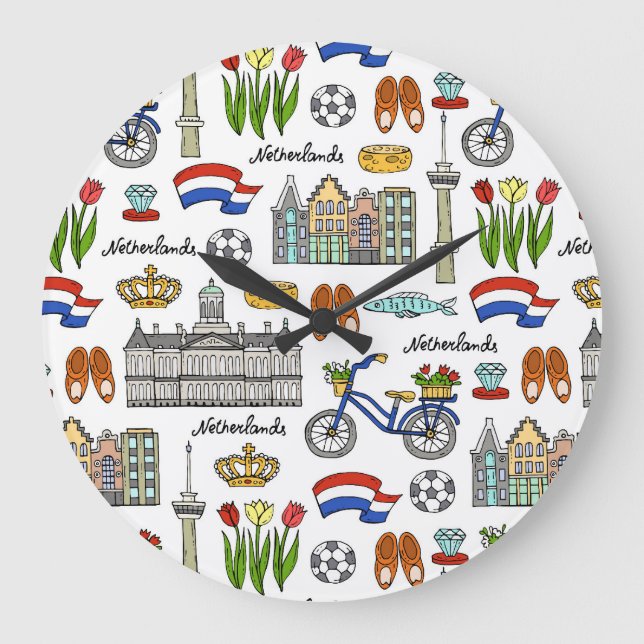 Relógio Grande Teste padrão do Doodle de Netherland (Frente)