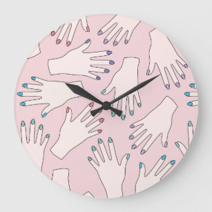 Relógio Grande Teste padrão Manicured do Pastel do rosa do