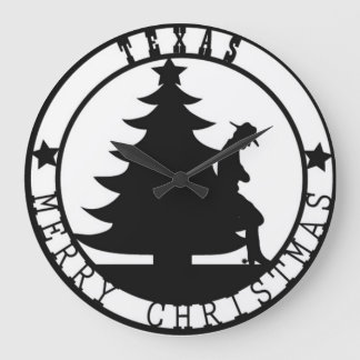 Relógio Grande Texas Merry Christmas Clock