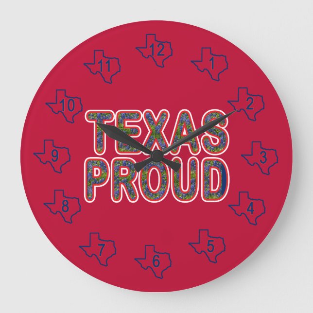 Relógio Grande Texas Proud Bluebonnet (Frente)