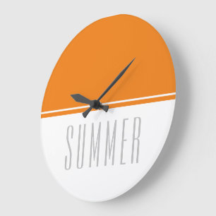 Relógio Grande Texto de VERÃO fino, branco e laranja brilhante e