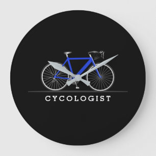 Relógio Grande Texto do cicologista com bicicleta azul
