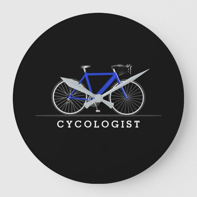 Relógio Grande Texto do cicologista com bicicleta azul (Frente)