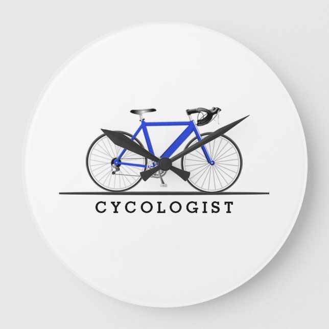 Relógio Grande Texto do cicologista com bicicleta azul (Frente)