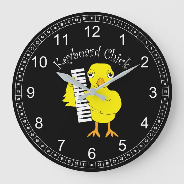 Relógio Grande Texto do Pintinho do teclado (Frente)