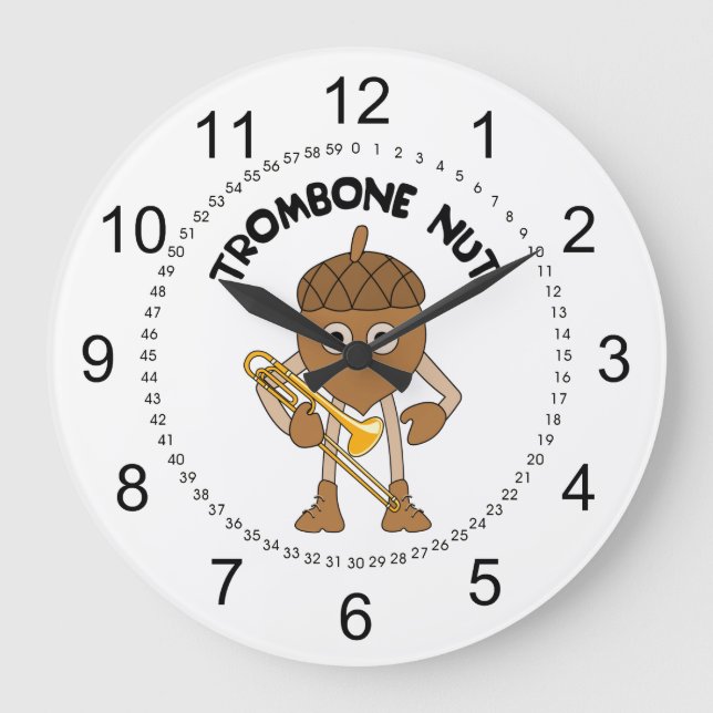 Relógio Grande Texto Nut Trombone (Frente)