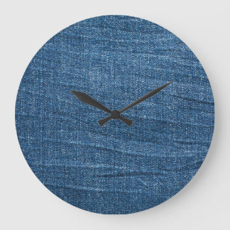 Relógio Grande Textura Blue Denim: Jeans Clássicos.