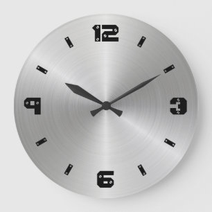 Relógio Grande Textura brilhante do metal, números com cabeças 