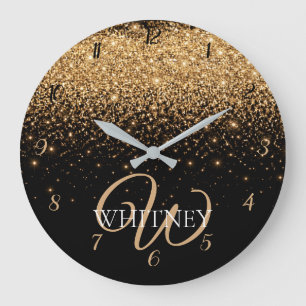 Relógio Grande Textura de Luxo Elegante Brilho Dourado