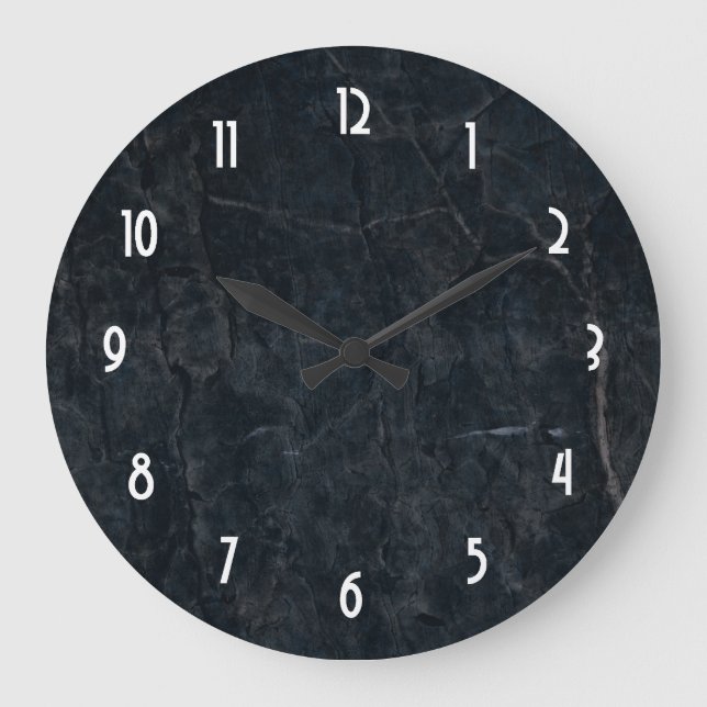 Relógio Grande Textura de pedra de mármore preta (Frente)