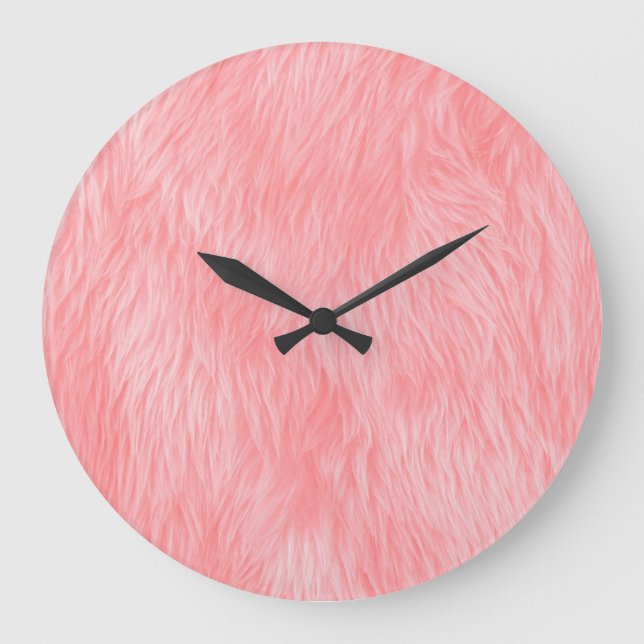 Relógio Grande Textura de pele de lã rosa macia (Frente)