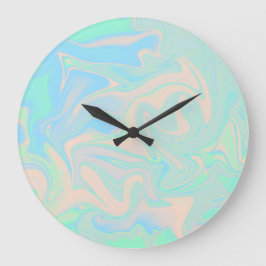 Relógio Grande Textura holográfica iridescente líquida faux