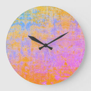 Relógio Grande textura pintada em cores de pôr do sol