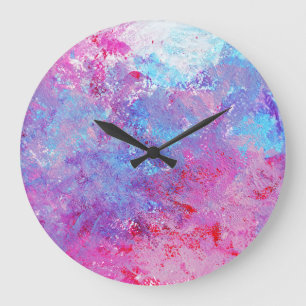 Relógio Grande Textura rosa-azul criativa, manchas de tinta.