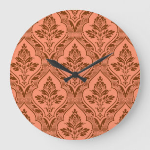 Relógio Grande Textura Sensível de Damasco de Vintage Luxurioso