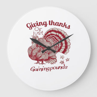 Relógio Grande Textured Turkey Drawing in Rich Red Sepia on Pale 